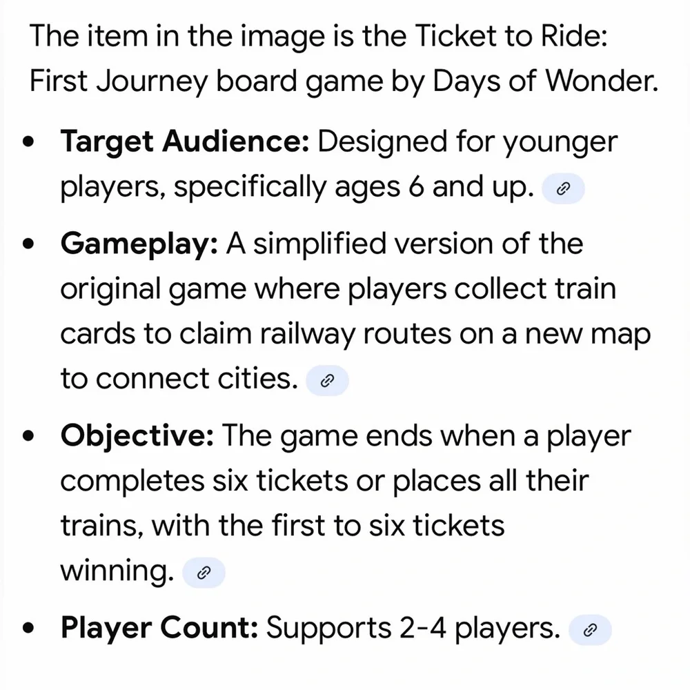 Ticket to Ride: First Journey Kids Board Game Like New